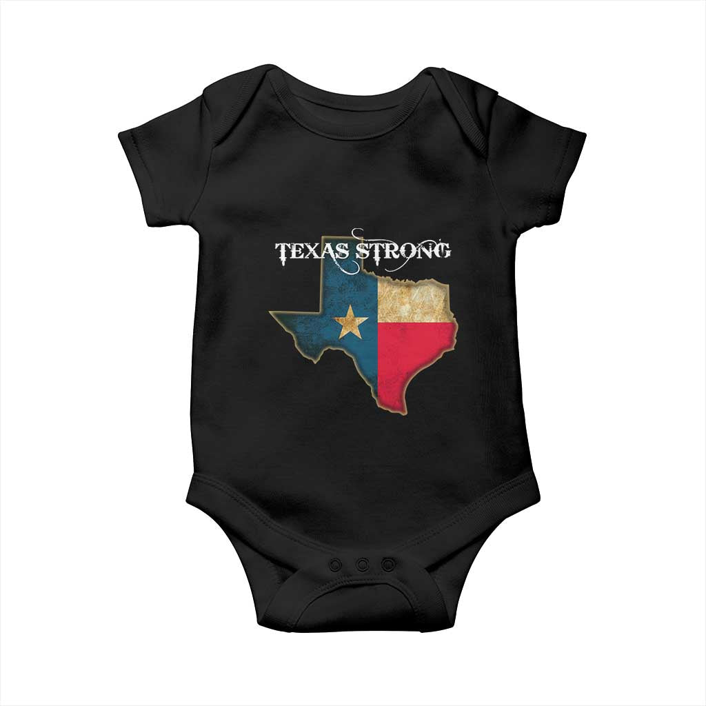 Strong Texas Baby Onesie Retro Lone Star State Pride Distressed Flag TS02 Black Print Your Wear