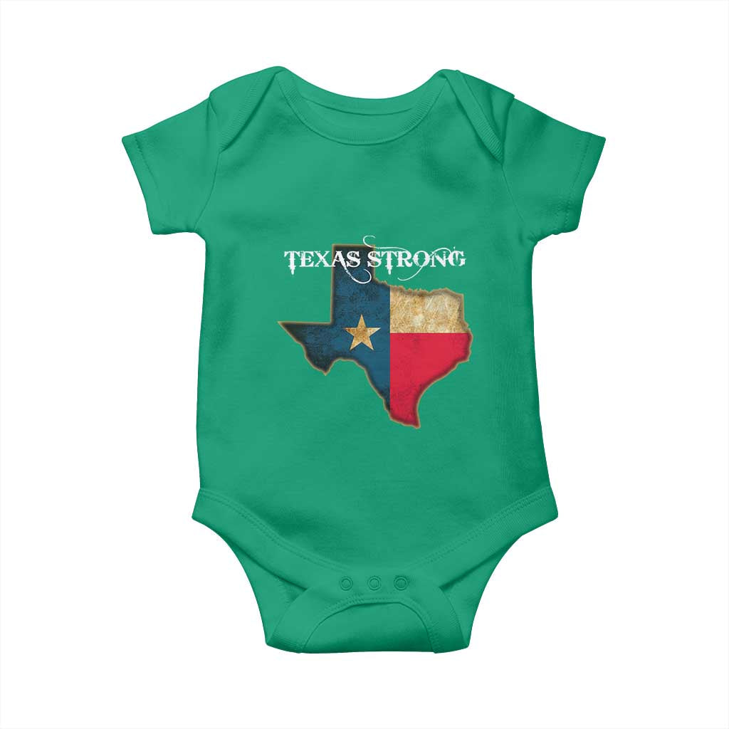 Strong Texas Baby Onesie Retro Lone Star State Pride Distressed Flag TS02 Irish Green Print Your Wear