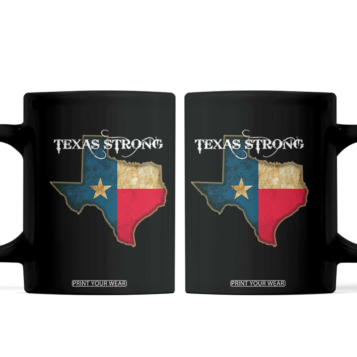 Strong Texas Coffee Mug Retro Lone Star State Pride Distressed Flag TS02 Black Print Your Wear