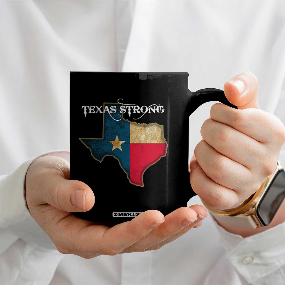 Strong Texas Coffee Mug Retro Lone Star State Pride Distressed Flag TS02 Print Your Wear
