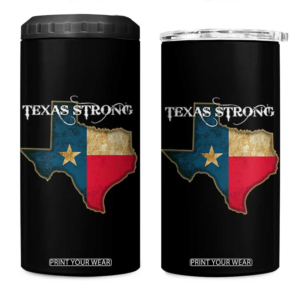 Strong Texas 4 in 1 Can Cooler Tumbler Retro Lone Star State Pride Distressed Flag TS02 One Size: 16 oz Black Print Your Wear