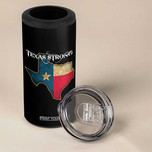 Strong Texas 4 in 1 Can Cooler Tumbler Retro Lone Star State Pride Distressed Flag TS02 Print Your Wear