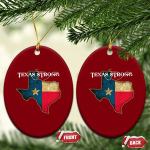 Strong Texas Ceramic Ornament Retro Lone Star State Pride Distressed Flag TS02 Print Your Wear