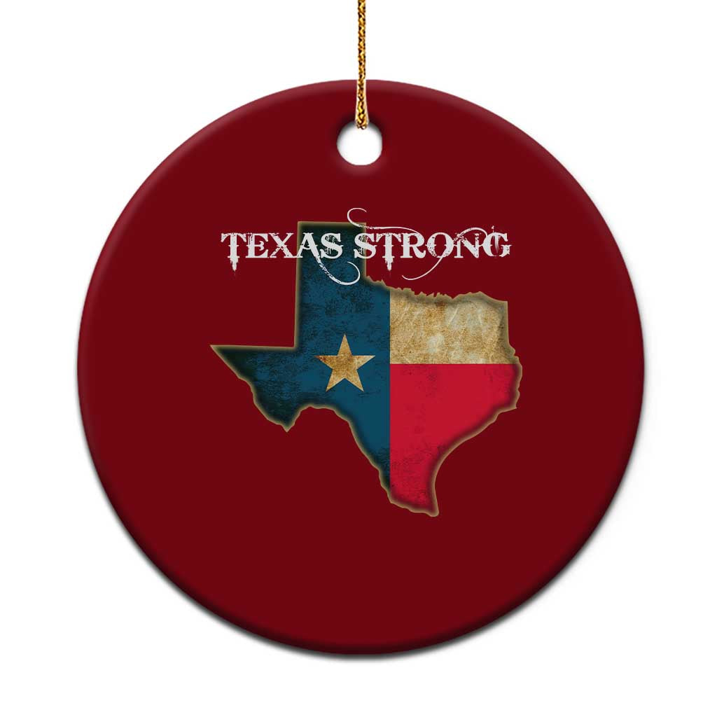 Strong Texas Ceramic Ornament Retro Lone Star State Pride Distressed Flag TS02 1pc Red Print Your Wear