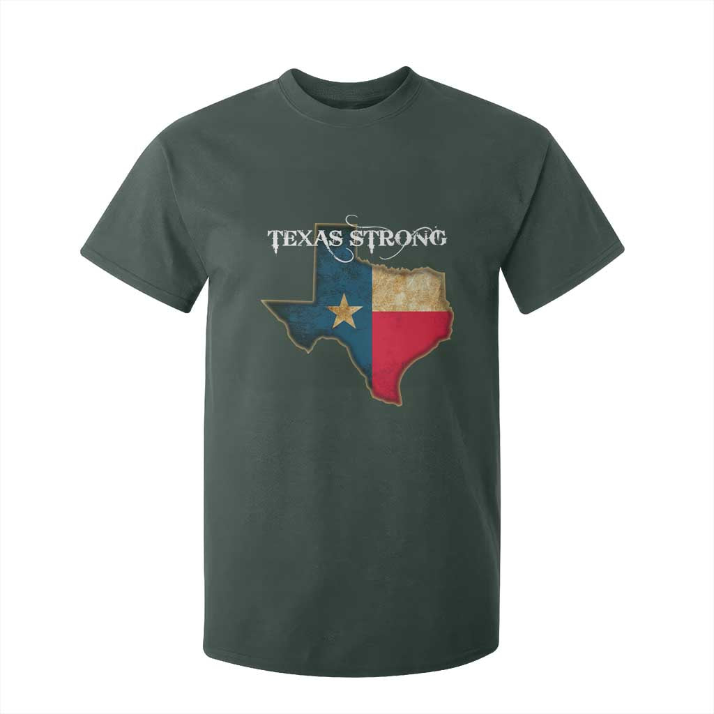 Strong Texas T Shirt For Kid Retro Lone Star State Pride Distressed Flag TS02 Dark Forest Green Print Your Wear