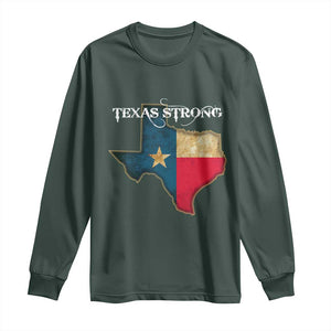 Strong Texas Long Sleeve Shirt Retro Lone Star State Pride Distressed Flag TS02 Dark Forest Green Print Your Wear