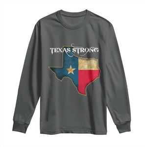 Strong Texas Long Sleeve Shirt Retro Lone Star State Pride Distressed Flag TS02 Dark Heather Print Your Wear