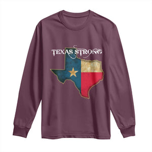 Strong Texas Long Sleeve Shirt Retro Lone Star State Pride Distressed Flag TS02 Maroon Print Your Wear