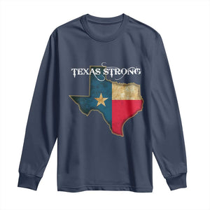 Strong Texas Long Sleeve Shirt Retro Lone Star State Pride Distressed Flag TS02 Navy Print Your Wear