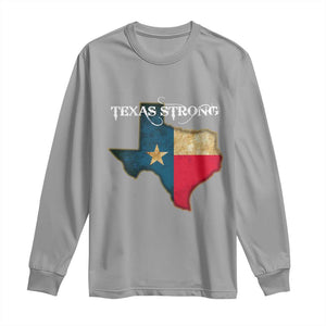 Strong Texas Long Sleeve Shirt Retro Lone Star State Pride Distressed Flag TS02 Sport Gray Print Your Wear