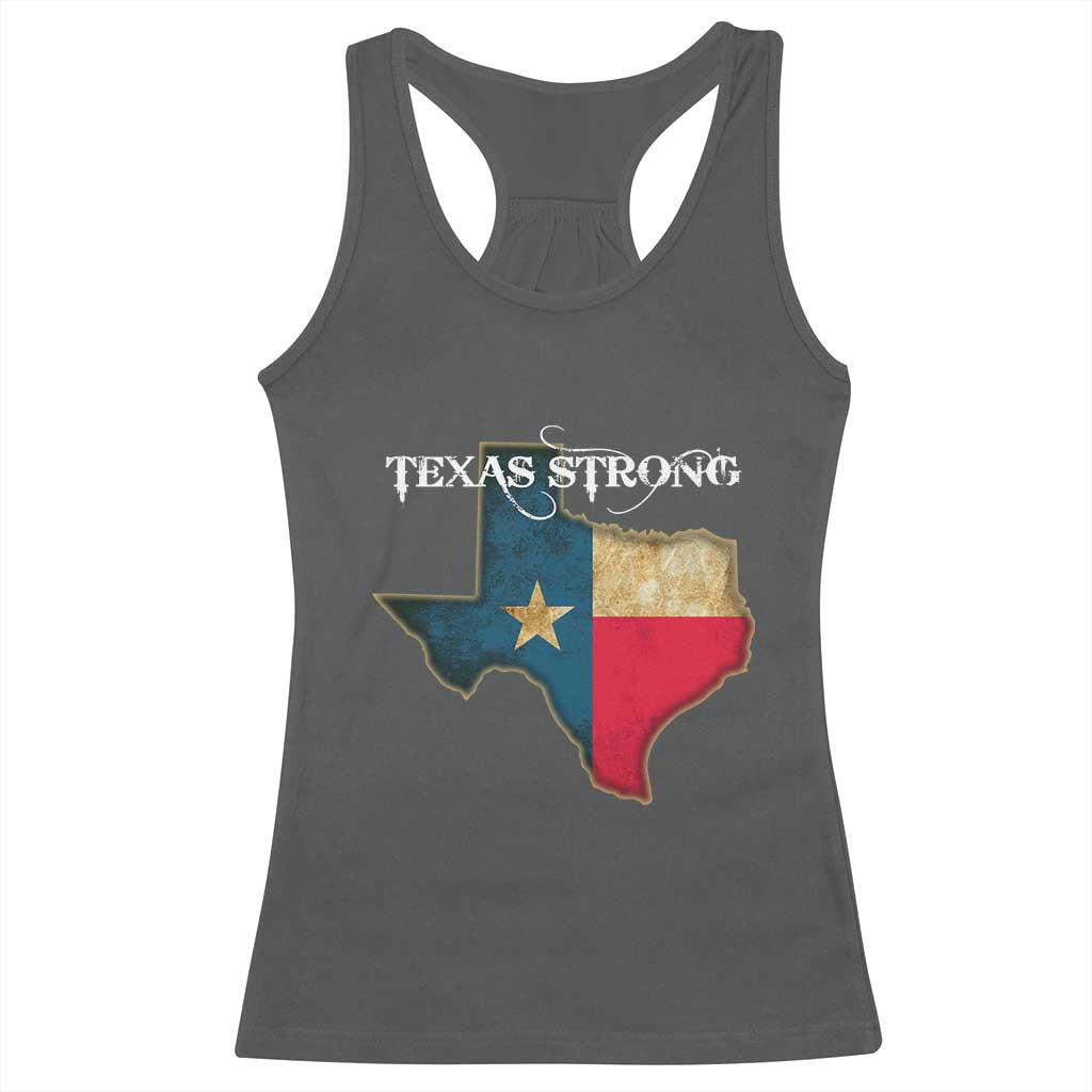 Strong Texas Racerback Tank Top Retro Lone Star State Pride Distressed Flag TS02 Dark Heather Print Your Wear