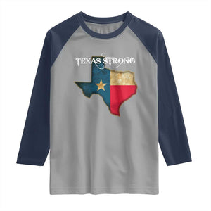 Strong Texas Raglan Shirt Retro Lone Star State Pride Distressed Flag TS02 Sport Gray Navy Print Your Wear