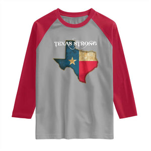 Strong Texas Raglan Shirt Retro Lone Star State Pride Distressed Flag TS02 Sport Gray Red Print Your Wear