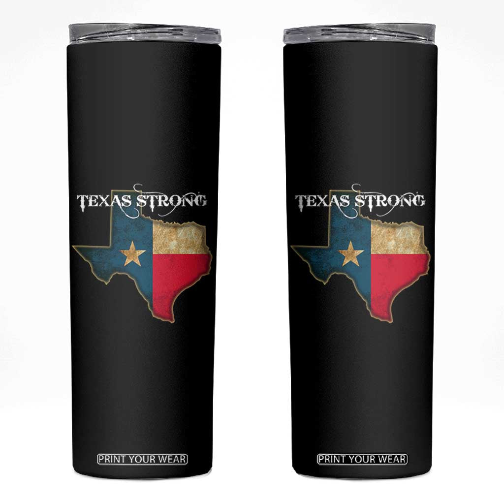 Strong Texas Skinny Tumbler Retro Lone Star State Pride Distressed Flag TS02 Black Print Your Wear