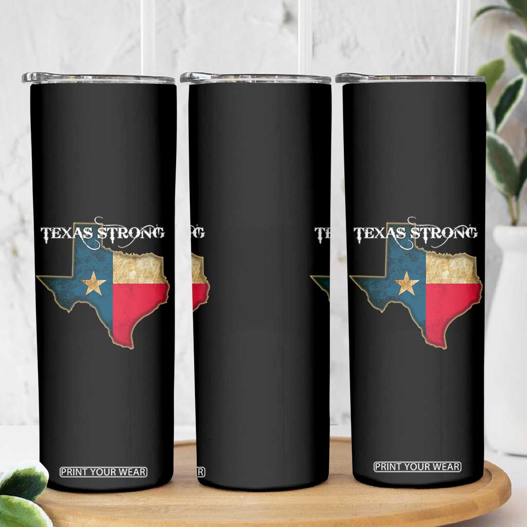 Strong Texas Skinny Tumbler Retro Lone Star State Pride Distressed Flag TS02 Print Your Wear