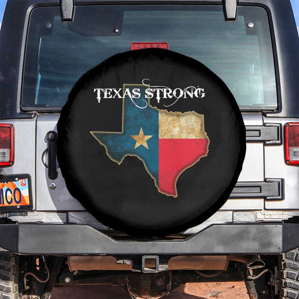 Strong Texas Spare Tire Cover Retro Lone Star State Pride Distressed Flag TS02 No hole Black Print Your Wear