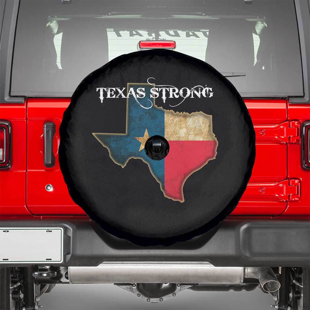 Strong Texas Spare Tire Cover Retro Lone Star State Pride Distressed Flag TS02 Black Print Your Wear