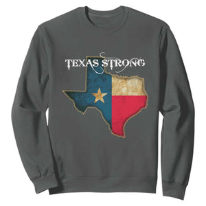 Strong Texas Sweatshirt Retro Lone Star State Pride Distressed Flag TS02 Dark Heather Print Your Wear