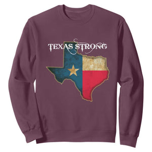 Strong Texas Sweatshirt Retro Lone Star State Pride Distressed Flag TS02 Maroon Print Your Wear