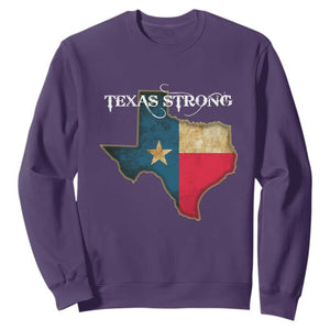 Strong Texas Sweatshirt Retro Lone Star State Pride Distressed Flag TS02 Purple Print Your Wear