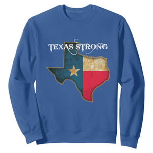 Strong Texas Sweatshirt Retro Lone Star State Pride Distressed Flag TS02 Royal Blue Print Your Wear