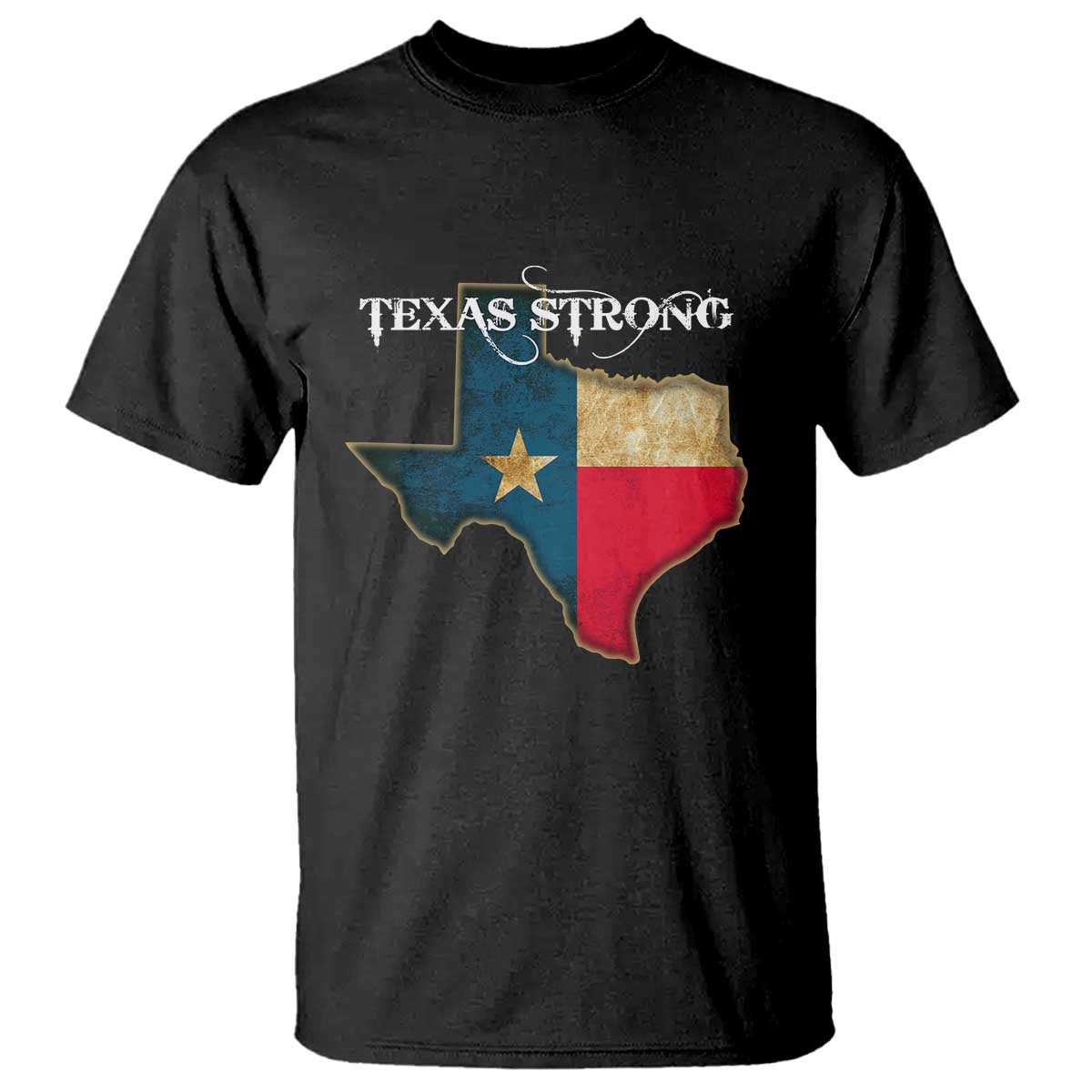 Strong Texas T Shirt Retro Lone Star State Pride Distressed Flag TS02 Black Print Your Wear