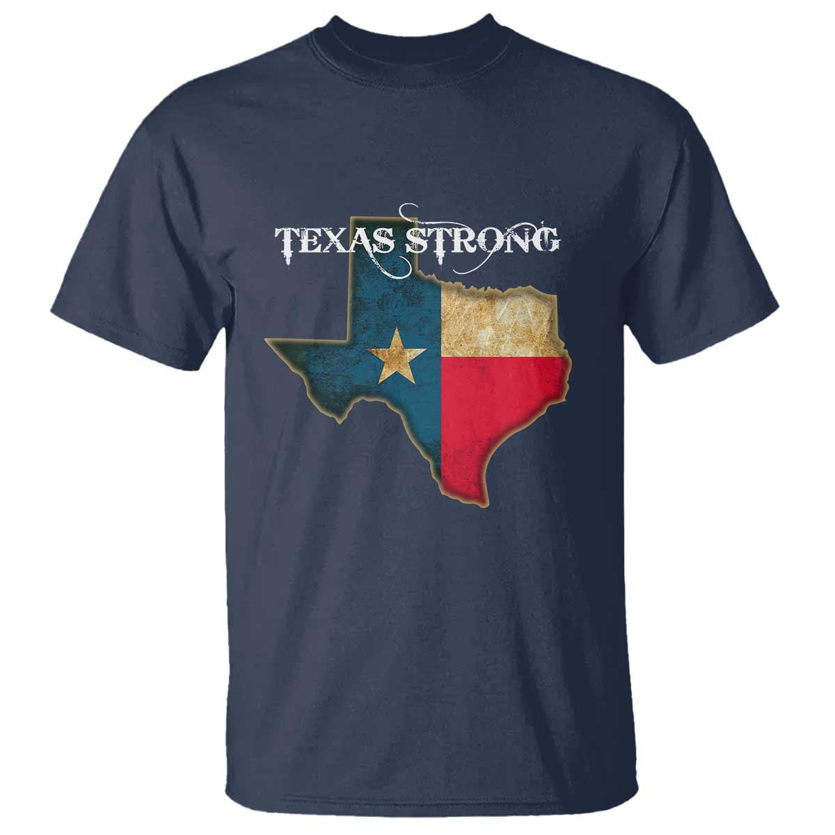 Strong Texas T Shirt Retro Lone Star State Pride Distressed Flag TS02 Navy Print Your Wear