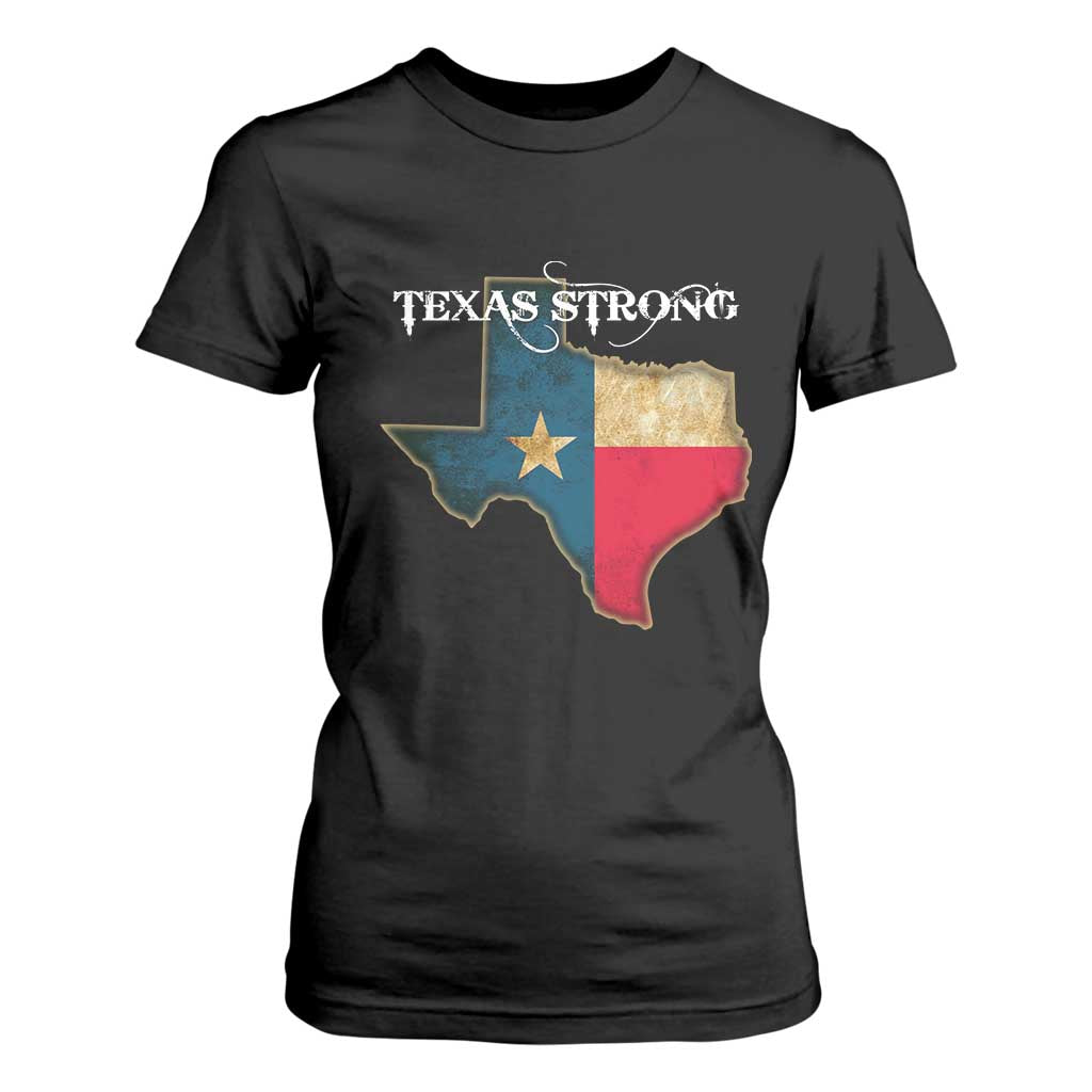 Strong Texas T Shirt For Women Retro Lone Star State Pride Distressed Flag TS02 Black Print Your Wear