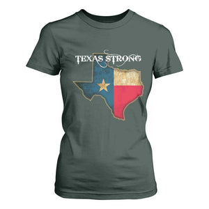 Strong Texas T Shirt For Women Retro Lone Star State Pride Distressed Flag TS02 Dark Forest Green Print Your Wear