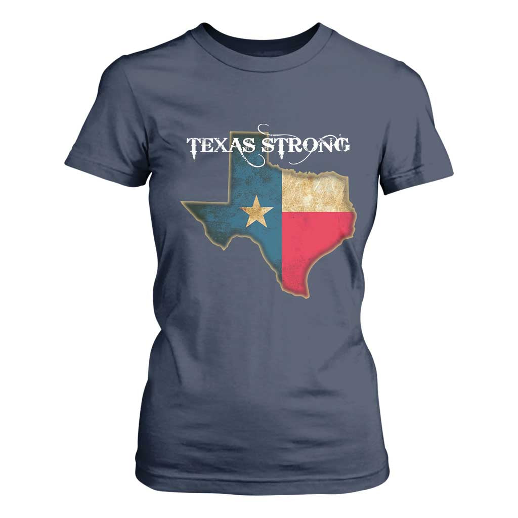 Strong Texas T Shirt For Women Retro Lone Star State Pride Distressed Flag TS02 Navy Print Your Wear
