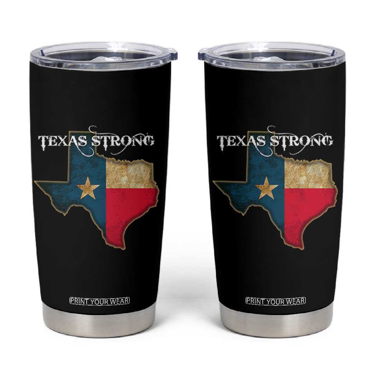 Strong Texas Tumbler Cup Retro Lone Star State Pride Distressed Flag TS02 Black Print Your Wear