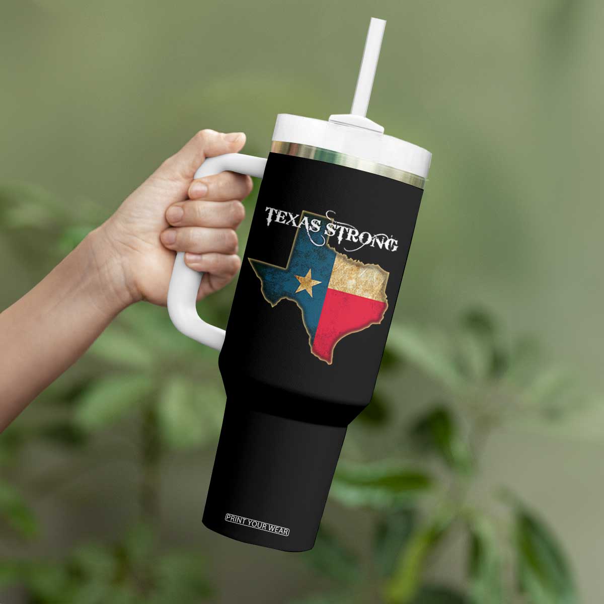 Strong Texas Tumbler With Handle Retro Lone Star State Pride Distressed Flag TS02 Print Your Wear