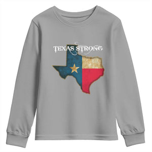 Strong Texas Youth Sweatshirt Retro Lone Star State Pride Distressed Flag TS02 Sport Gray Print Your Wear