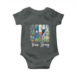Retro Strong Texas Baby Onesie Bluebonnets Longhorn Cowboy Western Pride TS02 Dark Heather Print Your Wear