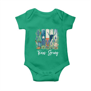 Retro Strong Texas Baby Onesie Bluebonnets Longhorn Cowboy Western Pride TS02 Irish Green Print Your Wear
