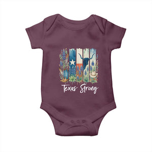 Retro Strong Texas Baby Onesie Bluebonnets Longhorn Cowboy Western Pride TS02 Maroon Print Your Wear