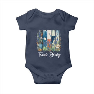 Retro Strong Texas Baby Onesie Bluebonnets Longhorn Cowboy Western Pride TS02 Navy Print Your Wear