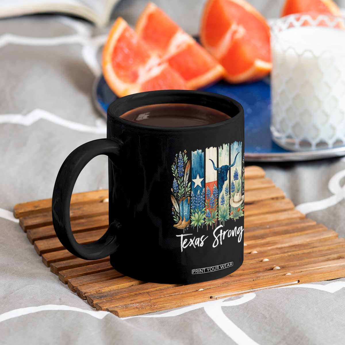 Retro Strong Texas Coffee Mug Bluebonnets Longhorn Cowboy Western Pride TS02 Print Your Wear