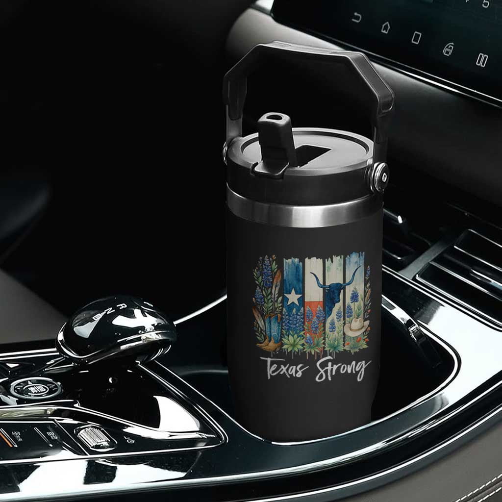 Retro Strong Texas Flip Straw Tumbler Bluebonnets Longhorn Cowboy Western Pride TS02 Print Your Wear