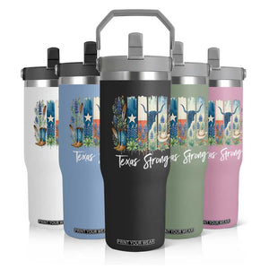 Retro Strong Texas Flip Straw Tumbler Bluebonnets Longhorn Cowboy Western Pride TS02 Print Your Wear