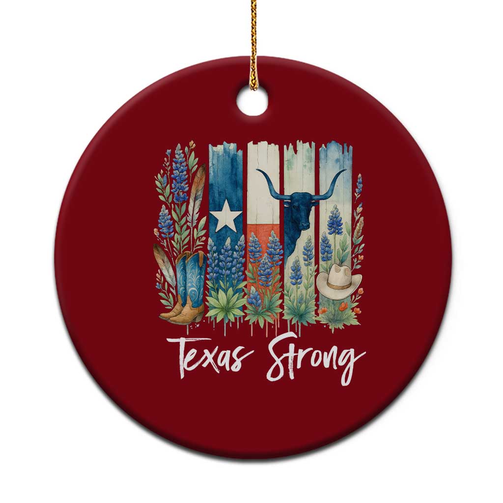 Retro Strong Texas Ceramic Ornament Bluebonnets Longhorn Cowboy Western Pride TS02 1pc Red Print Your Wear