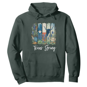 Retro Strong Texas Hoodie Bluebonnets Longhorn Cowboy Western Pride TS02 Dark Forest Green Print Your Wear