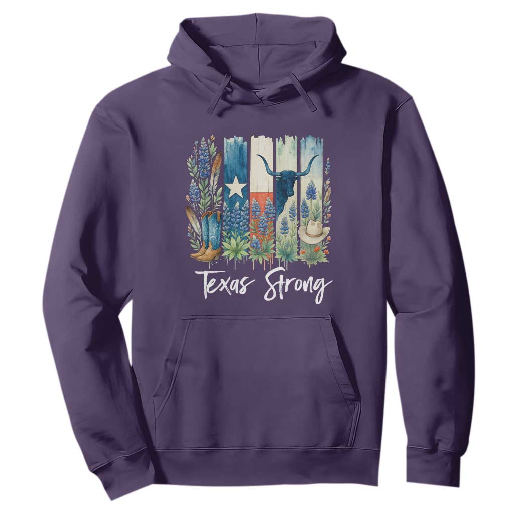 Retro Strong Texas Hoodie Bluebonnets Longhorn Cowboy Western Pride TS02 Purple Print Your Wear