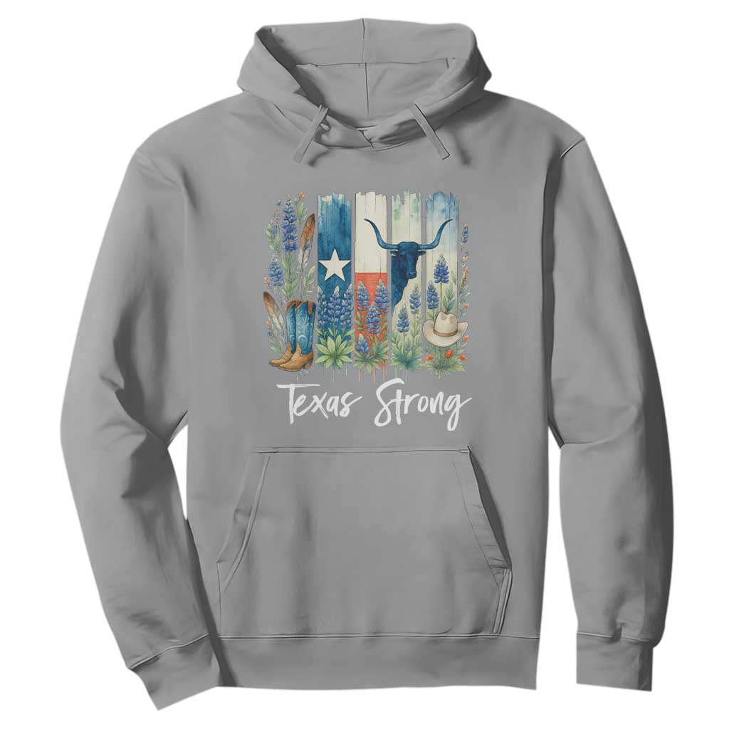 Retro Strong Texas Hoodie Bluebonnets Longhorn Cowboy Western Pride TS02 Sport Gray Print Your Wear