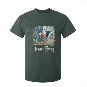 Retro Strong Texas T Shirt For Kid Bluebonnets Longhorn Cowboy Western Pride TS02 Dark Forest Green Print Your Wear