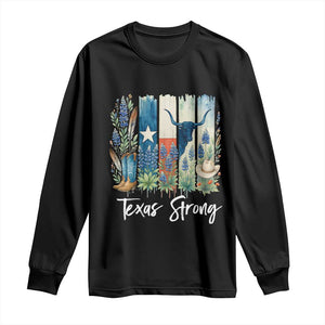 Retro Strong Texas Long Sleeve Shirt Bluebonnets Longhorn Cowboy Western Pride TS02 Black Print Your Wear