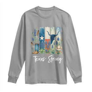 Retro Strong Texas Long Sleeve Shirt Bluebonnets Longhorn Cowboy Western Pride TS02 Sport Gray Print Your Wear