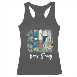 Retro Strong Texas Racerback Tank Top Bluebonnets Longhorn Cowboy Western Pride TS02 Dark Heather Print Your Wear