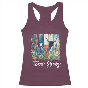 Retro Strong Texas Racerback Tank Top Bluebonnets Longhorn Cowboy Western Pride TS02 Maroon Print Your Wear