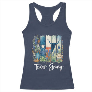 Retro Strong Texas Racerback Tank Top Bluebonnets Longhorn Cowboy Western Pride TS02 Navy Print Your Wear